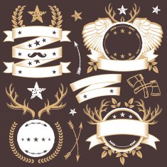Trendy stickers badges and ribbons templates Set 1