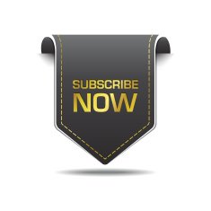 Subscribe Now Gold Black Label Vector Icon Set