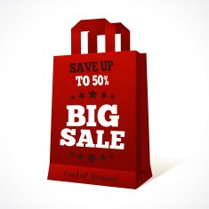 Red paper shopping bag emblem