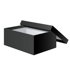 Black blank Cardboard Package Box Opened N2