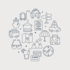 Travel line icon circle set N4