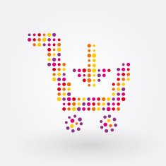 Shopping Cart Composed of colorful dots N2