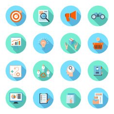 Marketers flat icons set N3