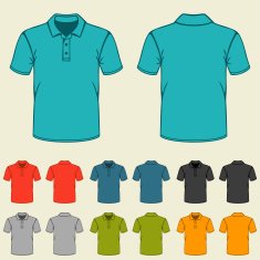 Set of templates colored polo shirts for men N2