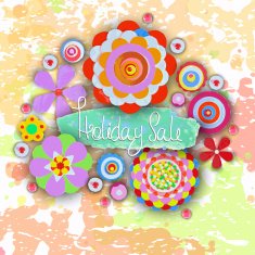 Holiday sale Offer tag motivational background Discount Flowers N4