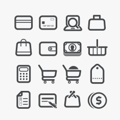 Different shopping icons set with rounded corners N2