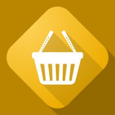 Vector icon of Shopping Cart with a long shadow N3