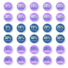 Purple discount circle label
