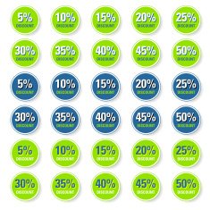 Green discount circle label