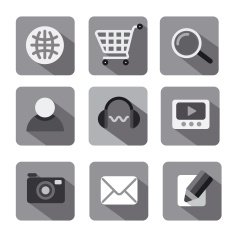 web icon set flat gray