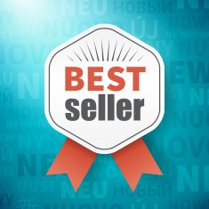best seller on background with new in different language