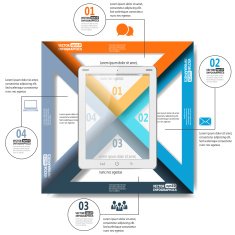 Trendy simple paper infographics with tablet pc for web mobile N2