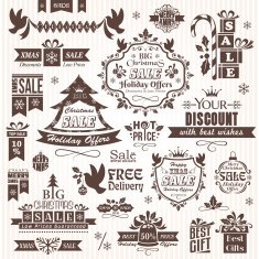 Set of christmas sale decorative elements N7