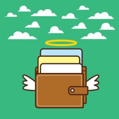 Angel happy wallet vector illustration about good finance status