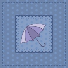 greeting card with violet umbrella