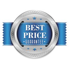 Blue best price button with ribbon N2