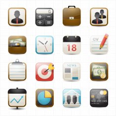Business finance and shopping icons white background N2