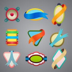 collection of different color ribbon labels