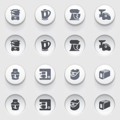 Home appliances icons on white buttons N2