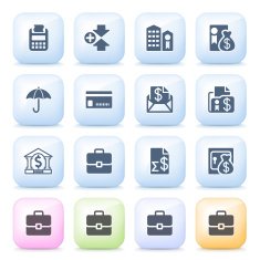 Finance icons on color buttons