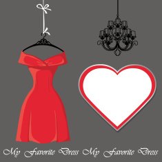 Little red dress with label and chandelier N2