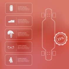 Stylized vector icons for online longboard store