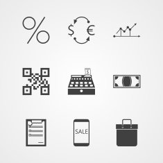 Contour vector icons for internet moneymaking