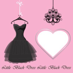 Little black dress with label and chandelier N2