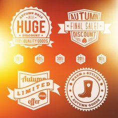 Autumn Sale Vintage Badges Set With Abstract Vector Background