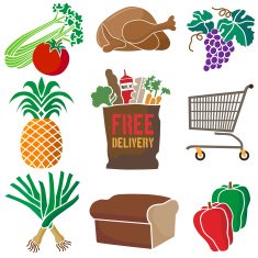 grocery shopping icon set