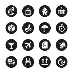 Logistics and Shipping Icons - Black Circle Series