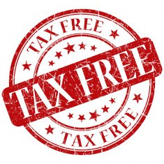 tax free red round stamp