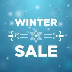Winter sale and in the middle snowflake