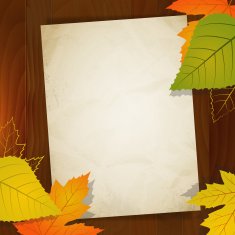 autumn vintage vector paper on wood background