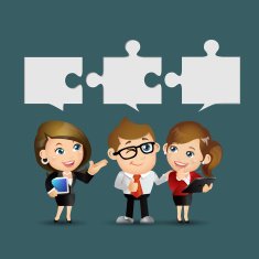 People Set - Business Group of businesspeople with jigsaw