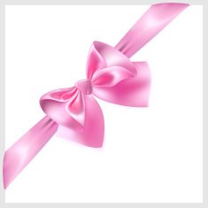 Pink bow with ribbon located diagonally N2