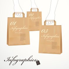 hand draw style hold a 3d paper bag infographic elements N2