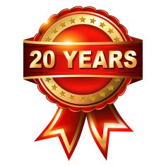 20 years anniversary golden label with ribbon N3