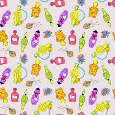 Hand drawn perfume bottles pattern N2