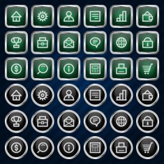Metal icons set business finance N2