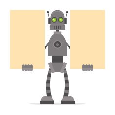 Robot holding blank posters