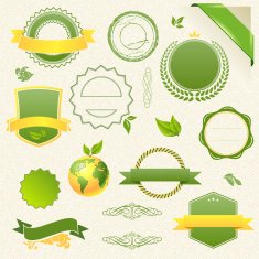 Vector Organic Food Eco Bio Labels and Elements