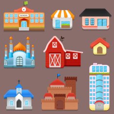 3D Vector Collection of City and Town Building