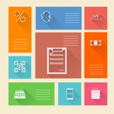 Flat square vector icons for web payment