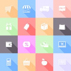 Shopping icons flat design