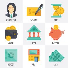 Vector banking and finance icons set Set 3