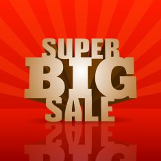 Red 3D vector text of sale discount price offer N74