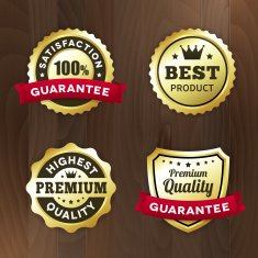 set business gold premium label on wood vector background N3