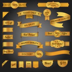 Discount retro ribbon golden set