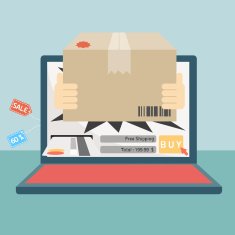 messenger sent item on online shopping concept and fast delivery